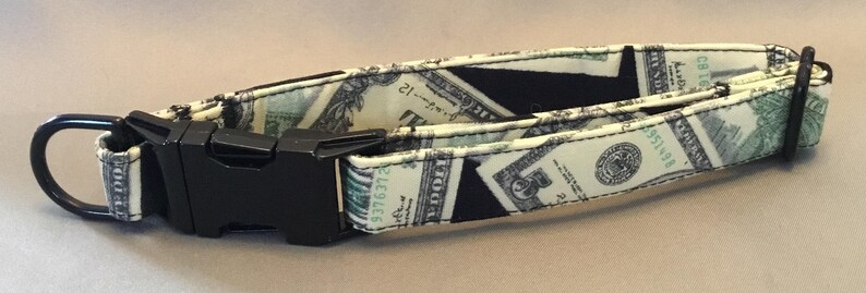 cotton American Money Dog Collar metal hardware adjustable dog collar fun dog collar handmade green and black soft fabric dog collar