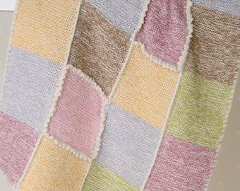 gestrickte BABYDECKE BLANKET Schlafdecke PATCHWORK Pastell Alpaca