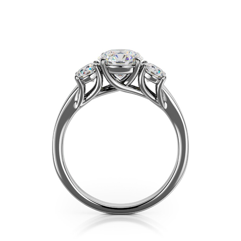 Trellis Setting 3 Stone Ring Three Diamonds Engagement Ring Etsy