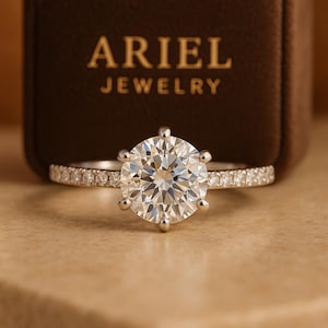 2.54 Carat Round Cut Lab Created Diamond E Color VVS2, IGI Certified 6 Prong Setting Engagement Ring in Solid Gold,