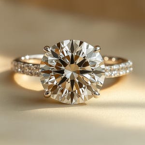 3 Carat Round Cut Lab Created Diamond E Color VVS2, IGI Certified 4 Prongs Setting Engagement Ring in Solid Gold