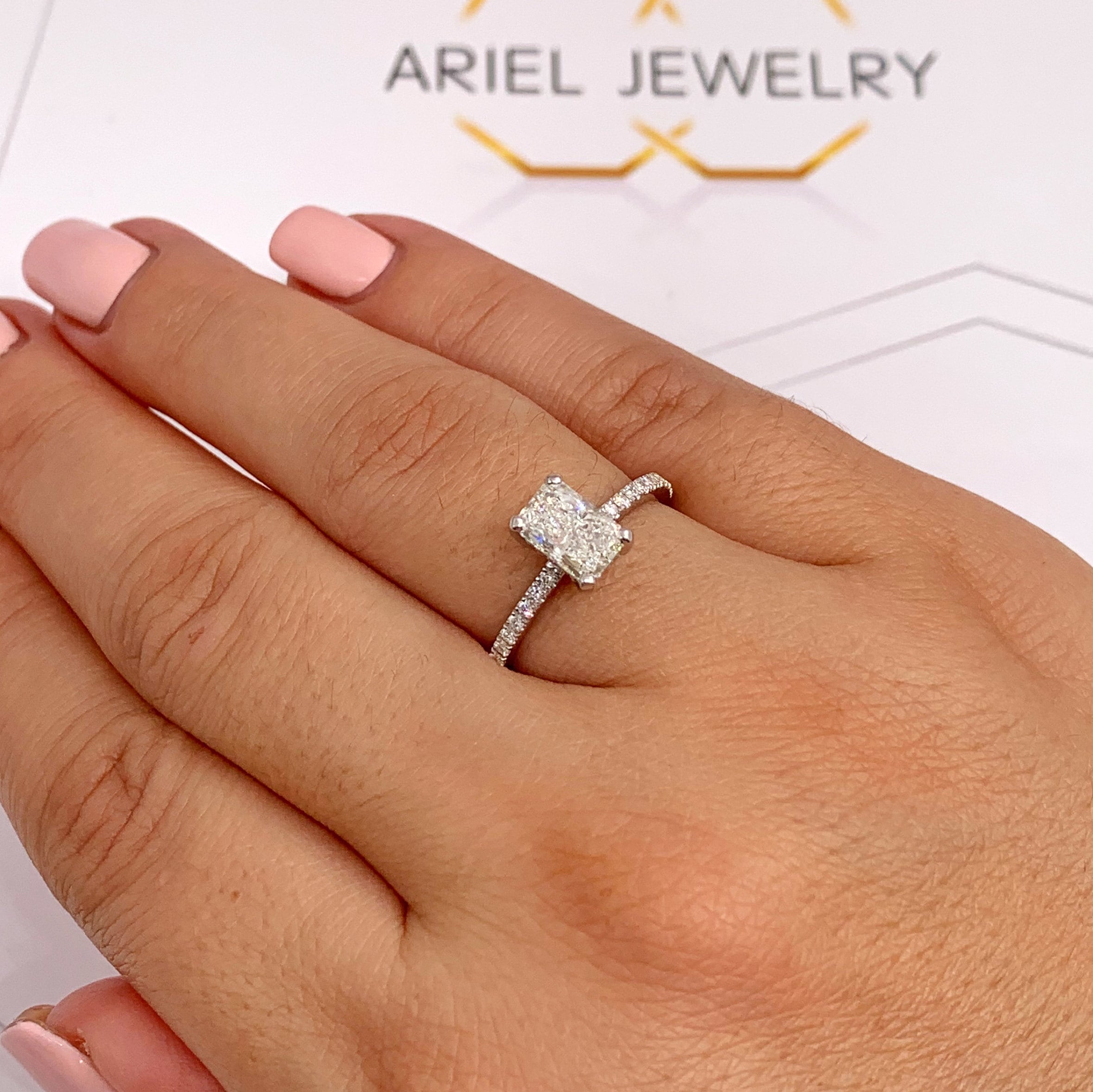 1.25 Carat Diamond Elongated Radiant Cut Engagement Ring 14k Etsy