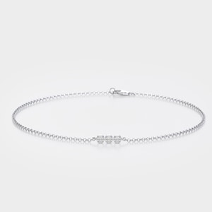 Natürliches Diamant Armband / 14k Weißgold Diamant Armband für Frauen / Solitär Diamant Armband im Brillantschliff 0,09Ct