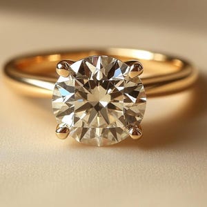 3 Carat Round Lab Diamond Solitaire Engagement Ring | 14K Yellow Gold | 4 Prong Setting | Classic Lab Grown Diamond Ring