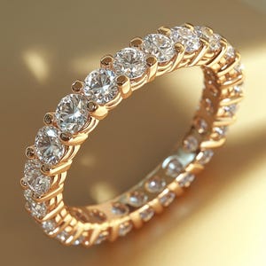 1,50 karaat Lab Diamond Eternity-ring | 14 kt geelgouden volledige eeuwigheidsband | Rond geslepen diamanten | Ethische trouwring | Sierlijke gouden ring