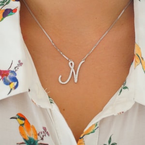 Personalized 14k Gold Diamond Initial Necklace | Diamond Name Necklace | Dainty Custom Necklace For Women | Wedding Gift For Her
