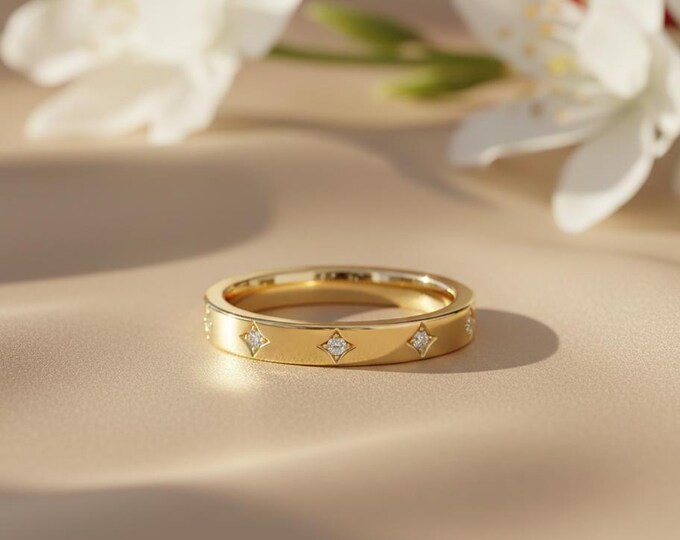 Featured listing image: Full Eternity Round Cut Diamond Wedding Band 14k White Gold