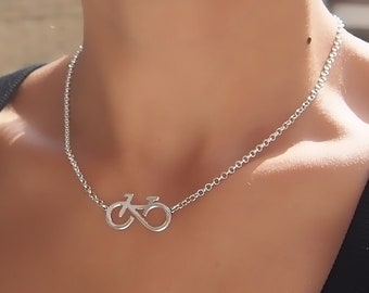 Sterling Silver Bike Infinity Necklace - Bicycle Jewelry