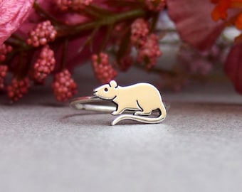 Rat ring.Mouse ring.Chinese animal.Dainty ring.Year of the rat.Zodiac gift.Chinese year.Mouse gift.Initial ring.Custom ring.Rat.Hamster