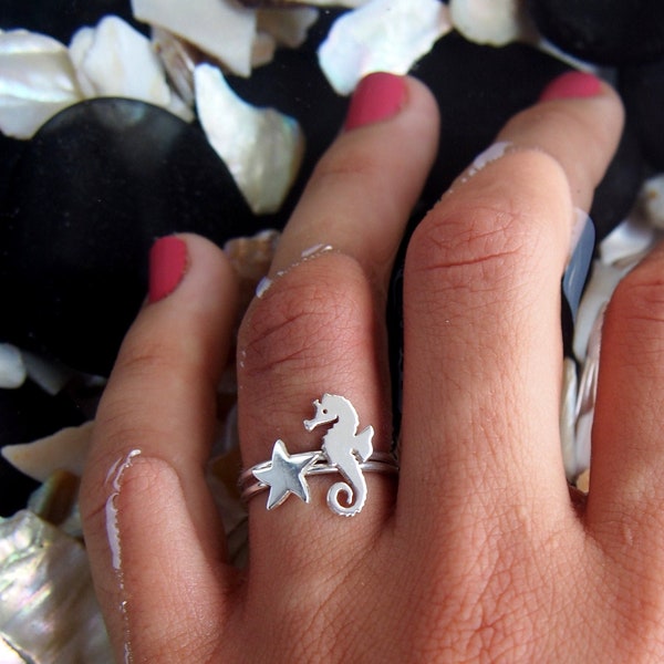 Seahorse.Sterling silver ring.Ocean ring.Beach jewelry.Sea gift.Maritime.Bridesmaid ring.Fish ring.Best gift for women.Ocean gift.Fish gift