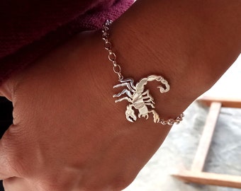 Sterling Silver Scorpio Bracelet or Anklet: Handmade Zodiac Jewelry