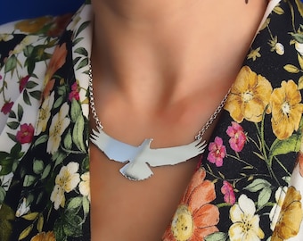 Sterling Silver Eagle Necklace: Handmade Flying Bird Jewelry