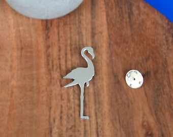 Flamingo jewelry.Men lapel pin.Silver flamingo.Sterling silver bird.Bird pin.Jewelry for men.Pink flamingo.Bird brooch.Alice in wonderland