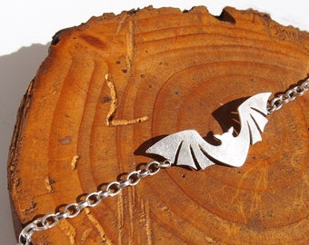 Handmade Sterling Silver Bat Bracelet: Gothic Halloween Jewelry