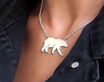 Sterling Silver Bear Necklace: Handmade Animal Pendant
