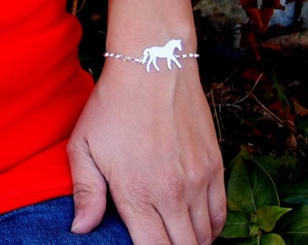 Pulsera o tobillera de caballo de plata esterlina hecha a mano