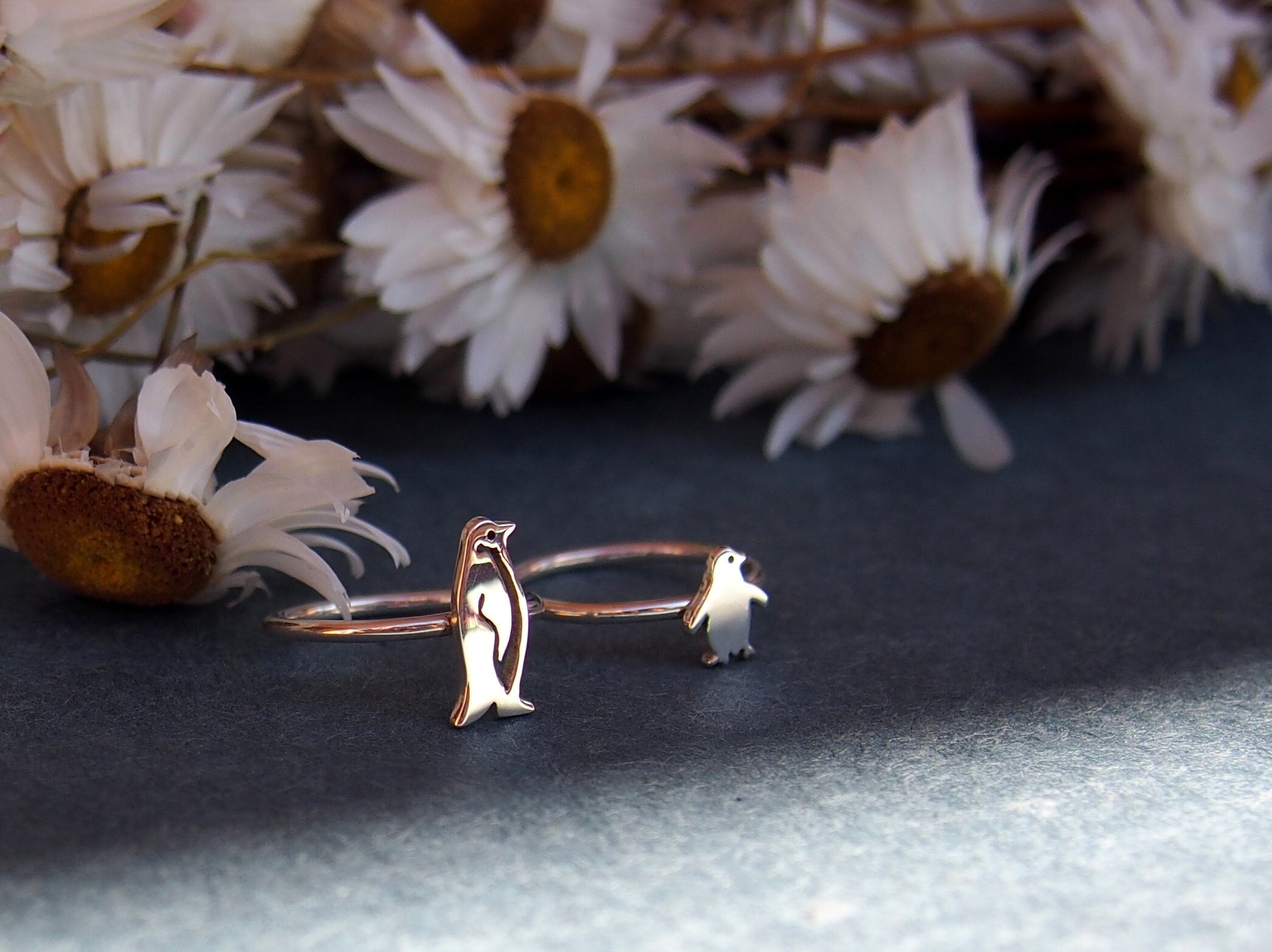 Penguin.Sterling silver ring.Mother gift.Mother and baby.Wife gift.Mother and daugther.Mothers Love.Pregnant.Maternity.Girl gift.Family gift