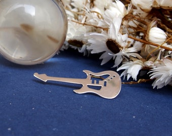Rock elektrische gitaar reversspeld sterlingzilver, bijpassende gitaarbroche, minimalistische muzieksieraden, muzikant cadeau voor hem