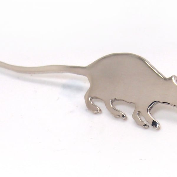 Broche de rat. Broche en argent. Année du rat. Épinglette. Épingle à chapeau. Horoscope chinois. Bijoux de souris. Bijoux de rat. Broche de rat.