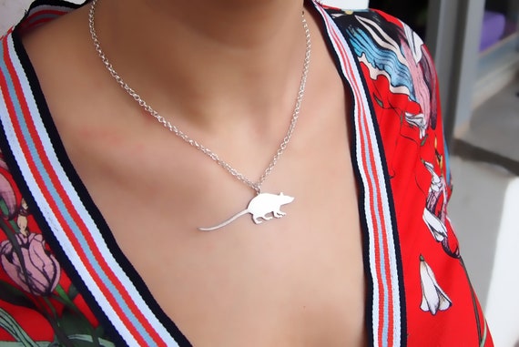 Rat Necklace.sterling Silver Rat.year 