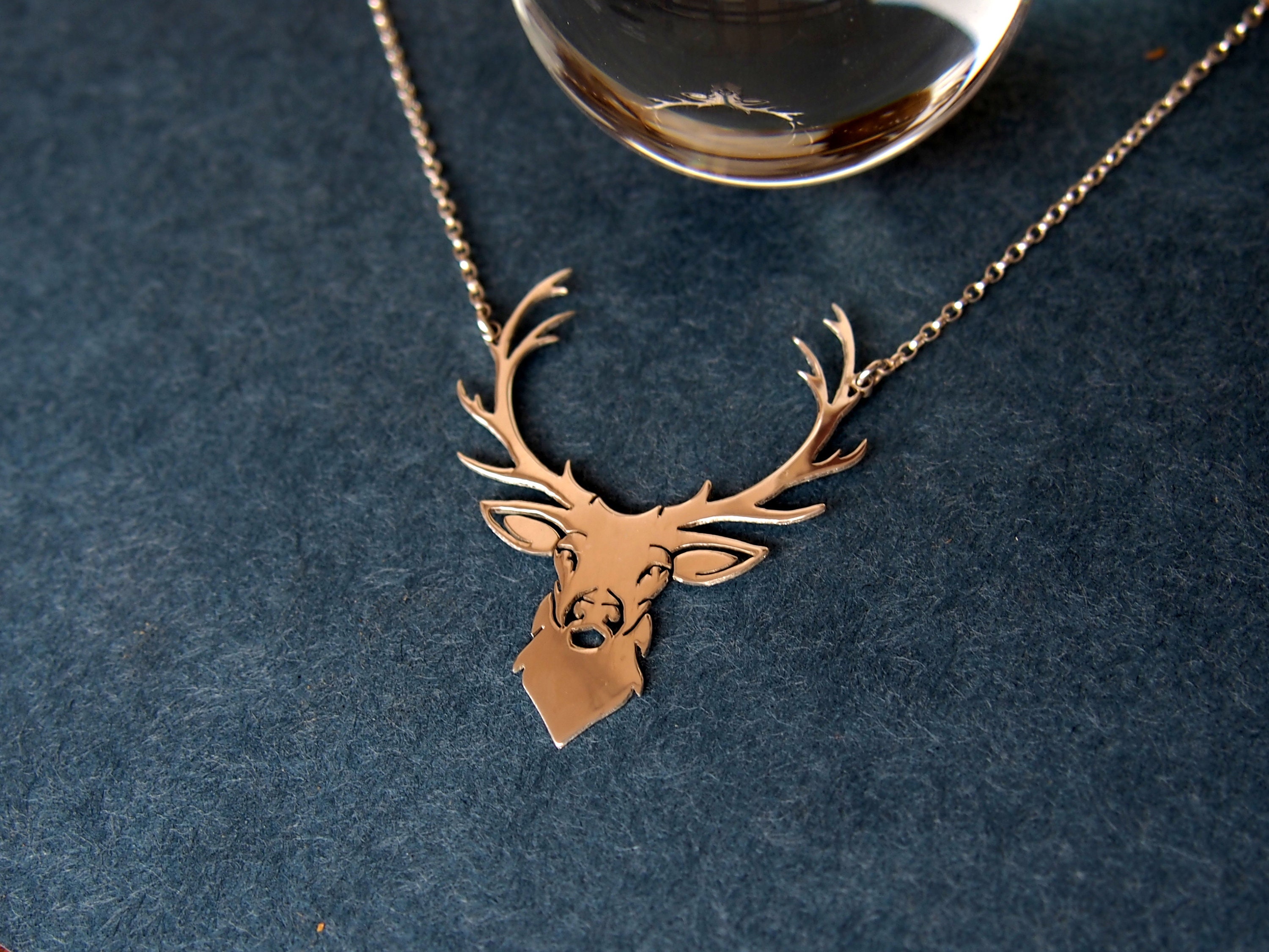 Deer Necklace.Deer jewelry.Forest.Stag.Deer.Silver.Deer Etsy