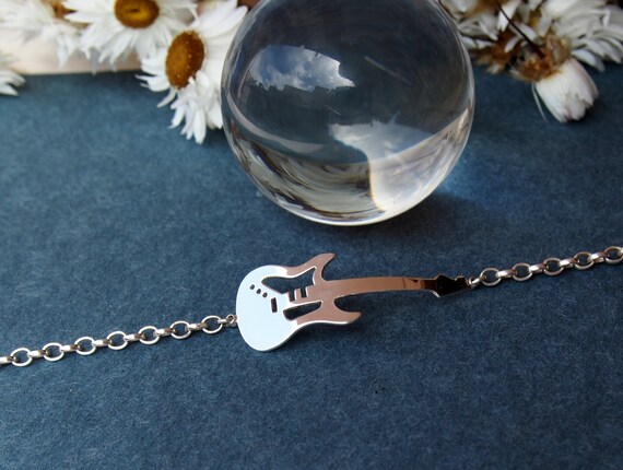 Guitar Bracelet.silver Guitar.electric Guitar.man s Bracelet.music
