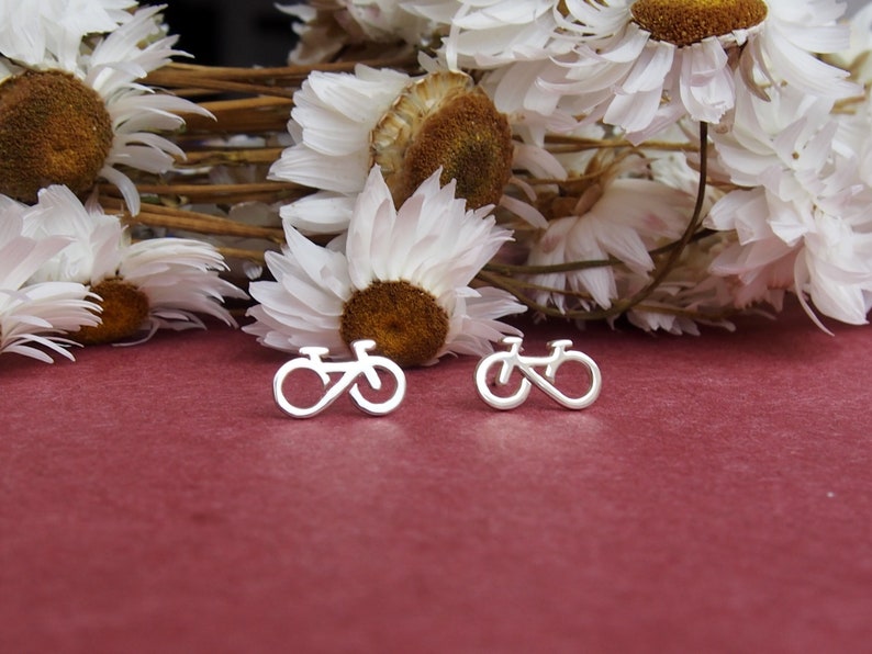 Bike earrings.Infinite earrings.Cycling.Bike gift.Infinity jewelry.Sport gift.Cyclist.Athlete.Sportswoman.Rider.Triathlon. Bicycle image 1