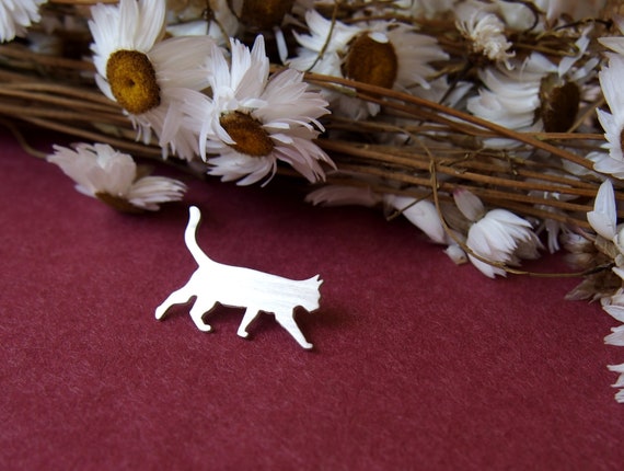Pin de gato. Gato de plata de ley. Gatos. Pin de solapa. Joyas de gato. Joyas de gato. Amantes de los gatos. Regalos de gato.