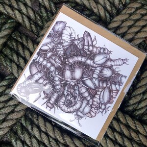 THE INSECT'S BALL - Tarjeta de felicitación - Impreso a partir de un dibujo original - Hecho en Escocia por el artista.