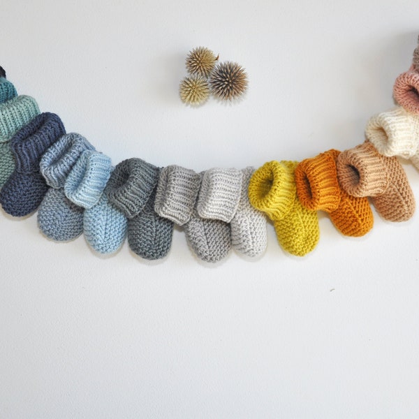 PAUL - Chaussons bébé laine et cachemire, coloris au choix, tricotés à la main