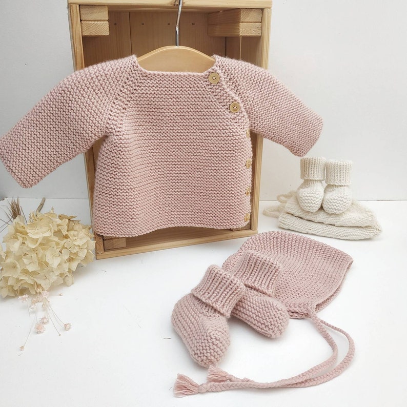 AUGUSTE brassière laine et cachemire, tricotée main au point mousse, coloris au choix image 4