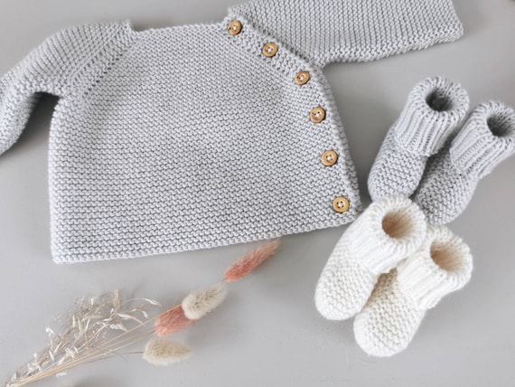 AUGUSTE Brassiere 1 mois mois laine et cachemire coloris gris perle Etsy France