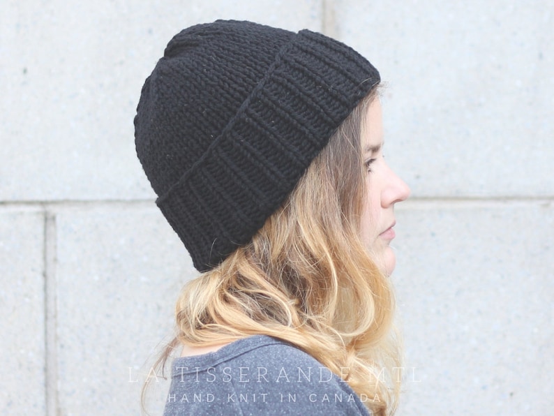 Classic black knit hat Knit hats women Black beanie The Classic Cuffed Beanie in Black