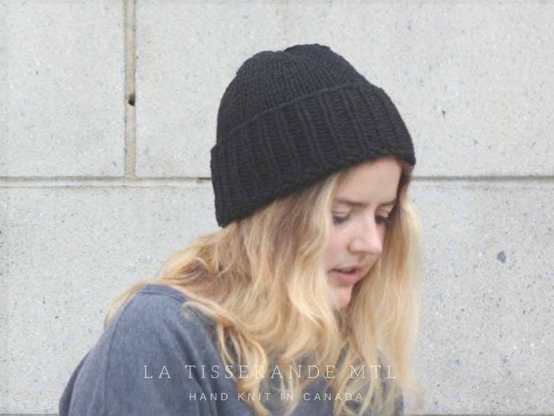 Classic black knit hat Knit hats women Black beanie The Classic Cuffed Beanie in Black