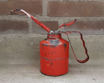 Antique oil can | KABI | 30s / 40s | Retro red | Patented | Superior quality | 0.5L #A7A6Q7C4