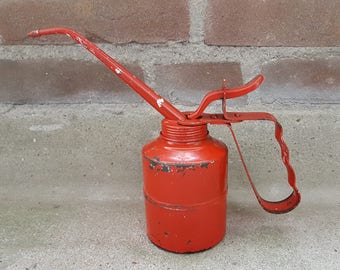 Antique oil can | KABI | 30s / 40s | Retro red | Patented | Superior quality | 0.375L #A7A6Q6C3