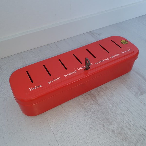 Vintage Dutch orange cash box | Brabantia