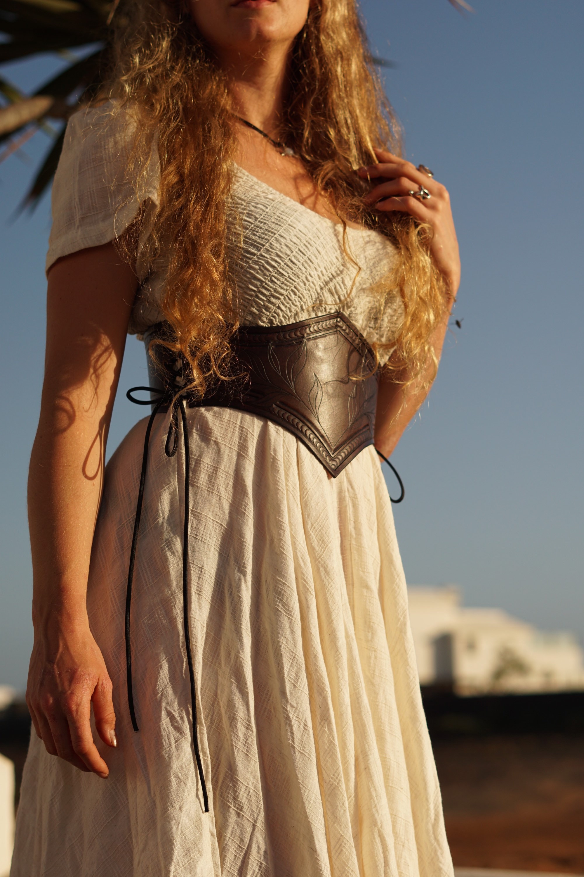 Forest Fairy Leather Belt, Corset Style Belt, Waist Cincher Forest Fairy Leather Belt, Corset Style Belt, Waist Cincher