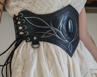 Midnight elvish leather corset belt