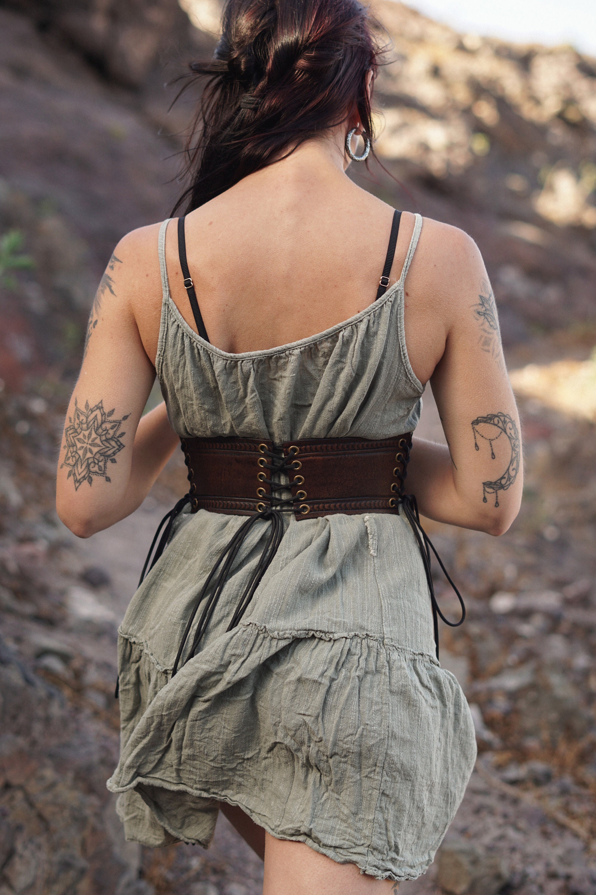 Forest Fairy Leather Belt, Corset Style Belt, Waist Cincher
