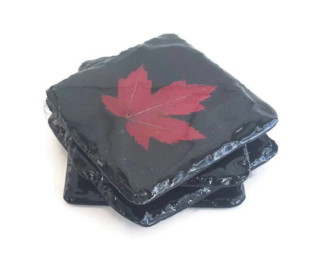 Slate Maple Leaf Coasters set of 4 Real Maple Leafs With a Etsy Canada