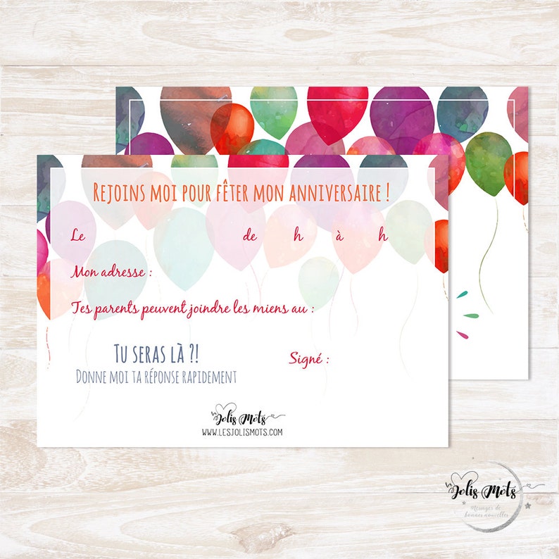 Kit Invitation anniversaire enfant à compléter Thème ballons Etsy