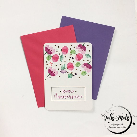 Postcard Joyeux Anniversaire Gilding Etsy Postcard Joyeux Anniversaire Gilding Etsy