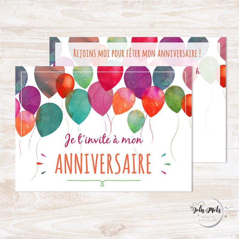 Kit Invitation anniversaire enfant à compléter Thème ballons Etsy