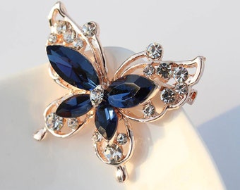 Blue Butterfly Brooch Pin In Gold With Rhinestones Etsy Blue Butterfly Brooch Pin In Gold With Rhinestones Etsy