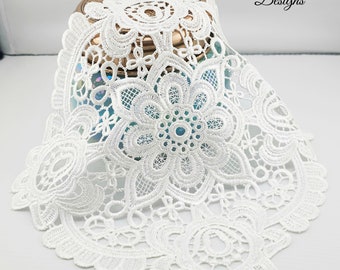 Vintage-Style White Square Hollow Lace Doily ~ Very Intricate Embroidering ~ (8 7/8" square ~ 10 1/2" diagonal) ~ Ready to Ship