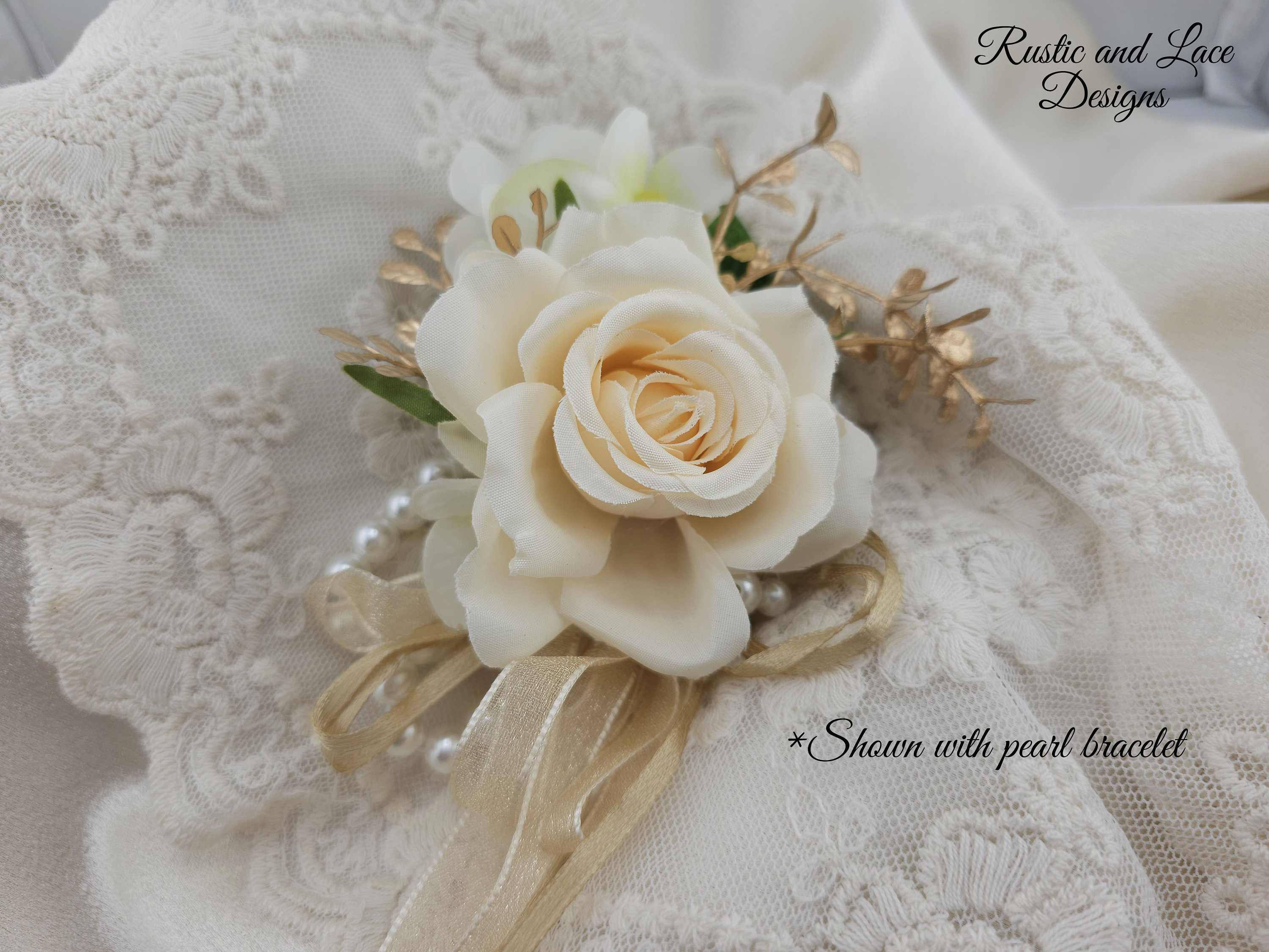 Taupe Tan Ivory Wrist Corsage, Boho Wedding Corsage, Fall Wedding Flowers 