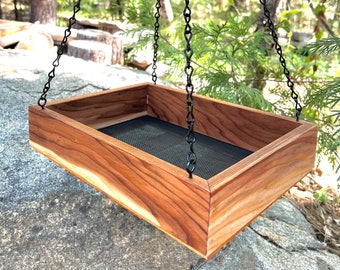 Redwood Platform Tray Bird Feeder, Large hanging bird feeder, includes seed.