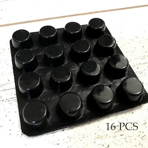 Rubber Bumper, Self Adhesive Silicone Rubber Feet, Bumpons Black Cylindrical 12x7mm (16 pieces)