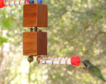 Copper Test Tube Hummingbird Feeder Walnut Wood And Epoxy Etsy